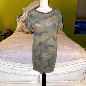 FOREVER21 Olive colored Army print T-Shirt dress